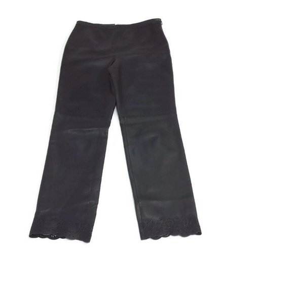 S5A Saks Fifth Avenue HOT Black LEATHER Pants SZ 6 - Picture 4 of 8